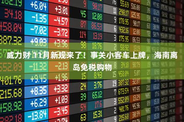 威力财 11月新规来了！事关小客车上牌，海南离岛免税购物
